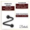 2Pcs Titanium G23 Black Anodized 16 gauge 3/8 10mm Piercing Spiral Jewelry Cartilage Tragus Helix Lip 3mm Ball M11367 view 3