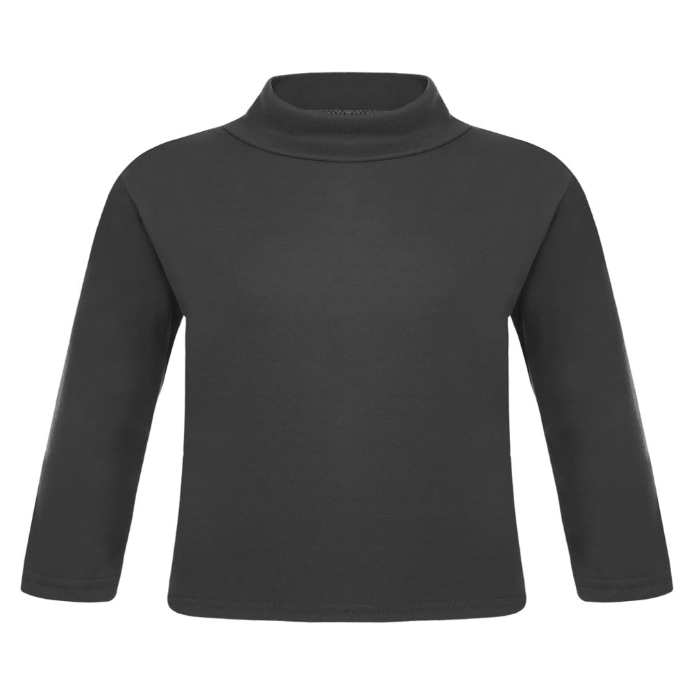 Loodgao Kids Boys Girls Thermal Underwear Turtleneck T-Shirts Long Sleeve Base Layer Tops Black 13-14
