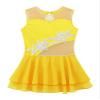 Jhaoyu Girls Figure Skating Dress Sleeveless Sequin Mesh Spliced Ballet Dance Stage Performance Competition Costume Yellow B 14 Years view 3