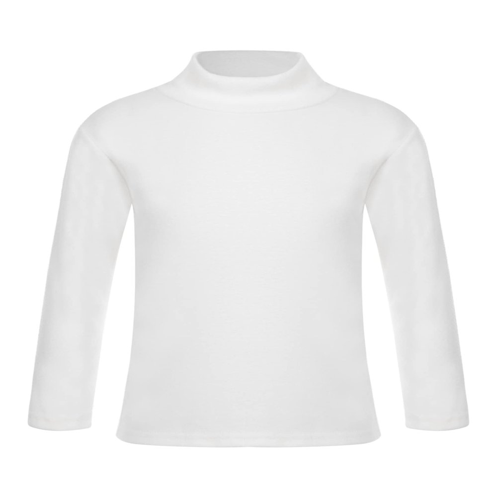 Loodgao Kids Boys Girls Thermal Underwear Turtleneck T-Shirts Long Sleeve Base Layer Tops White 3-4