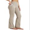 Willit Women's Fleece Lined Pants Yoga Bootcut Thermal Winter Pants High Waisted Flare Leggings Water Resistant Khaki M view 1