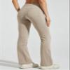Willit Women's Fleece Lined Pants Yoga Bootcut Thermal Winter Pants High Waisted Flare Leggings Water Resistant Khaki M view 2