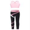 Hansber Kids Girls Gymnastics Crop Top with Leggings Set 2 Piece Dance Sports Outfits Gym Yoga Running Activewear Pink 12 view 1