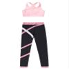 Hansber Kids Girls Gymnastics Crop Top with Leggings Set 2 Piece Dance Sports Outfits Gym Yoga Running Activewear Pink 12 view 3