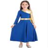 FEESHOW Girls Metallic Cross Liturgical Praise Dance Dress Lyrical Dancewear Color Block Full Length Robe Worship Royal Blue 12 Years view 1