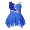 Jhaoyu Girls Figure Skating Dress Sleeveless Sequin Mesh Spliced Ballet Dance Stage Performance Competition Costume Blue A 12 Years view 1