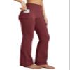 Willit Women's Fleece Lined Pants Yoga Bootcut Thermal Winter Pants High Waisted Flare Leggings Water Resistant Wine Red M view 1