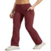 Willit Women's Fleece Lined Pants Yoga Bootcut Thermal Winter Pants High Waisted Flare Leggings Water Resistant Wine Red M view 3