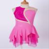Jhaoyu Girls Figure Skating Dress Sleeveless Sequin Mesh Spliced Ballet Dance Stage Performance Competition Costume Rose Pink A 12 Years view 3