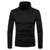 Pohullan Men's Sweaters Turtleneck Plain Stretch Kintted Pullovers Basic Tops Slim Fit Mens Sweater Black L view 1
