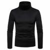 Pohullan Men's Sweaters Turtleneck Plain Stretch Kintted Pullovers Basic Tops Slim Fit Mens Sweater Black L view 3