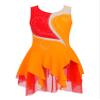 Jhaoyu Girls Figure Skating Dress Sleeveless Sequin Mesh Spliced Ballet Dance Stage Performance Competition Costume Orange A 12 Years view 1