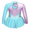 Jhaoyu Girls Figure Skating Dress Shiny Sequin Mesh Long Sleeve Roller Skating Competition Leotard Ballet Tutu Dress Sky Blue C 14 Years view 2