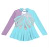 Jhaoyu Girls Figure Skating Dress Shiny Sequin Mesh Long Sleeve Roller Skating Competition Leotard Ballet Tutu Dress Sky Blue C 14 Years view 3