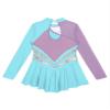 Jhaoyu Girls Figure Skating Dress Shiny Sequin Mesh Long Sleeve Roller Skating Competition Leotard Ballet Tutu Dress Sky Blue C 14 Years view 4