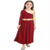 FEESHOW Girls Metallic Cross Liturgical Praise Dance Dress Lyrical Dancewear Color Block Full Length Robe Worship Red 12 Years view 4