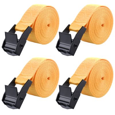 TRIWONDER Cinch Tie Down Strap Lashing Straps Heavy Duty Nylon Straps with Cam Buckles for Cargo, Trucks, Boat, Motorcycle,SUP, Kayak, Canoe, Trailer (2m, Yellow - 4 Pack)