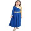 FEESHOW Girls Metallic Cross Liturgical Praise Dance Dress Lyrical Dancewear Color Block Full Length Robe Worship Royal Blue 6 Years view 2