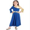 FEESHOW Girls Metallic Cross Liturgical Praise Dance Dress Lyrical Dancewear Color Block Full Length Robe Worship Royal Blue 6 Years view 4