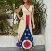 Ohio State Flag Women's Long Dress Sleeveless Swing Maxi Sundress High Waist view 3