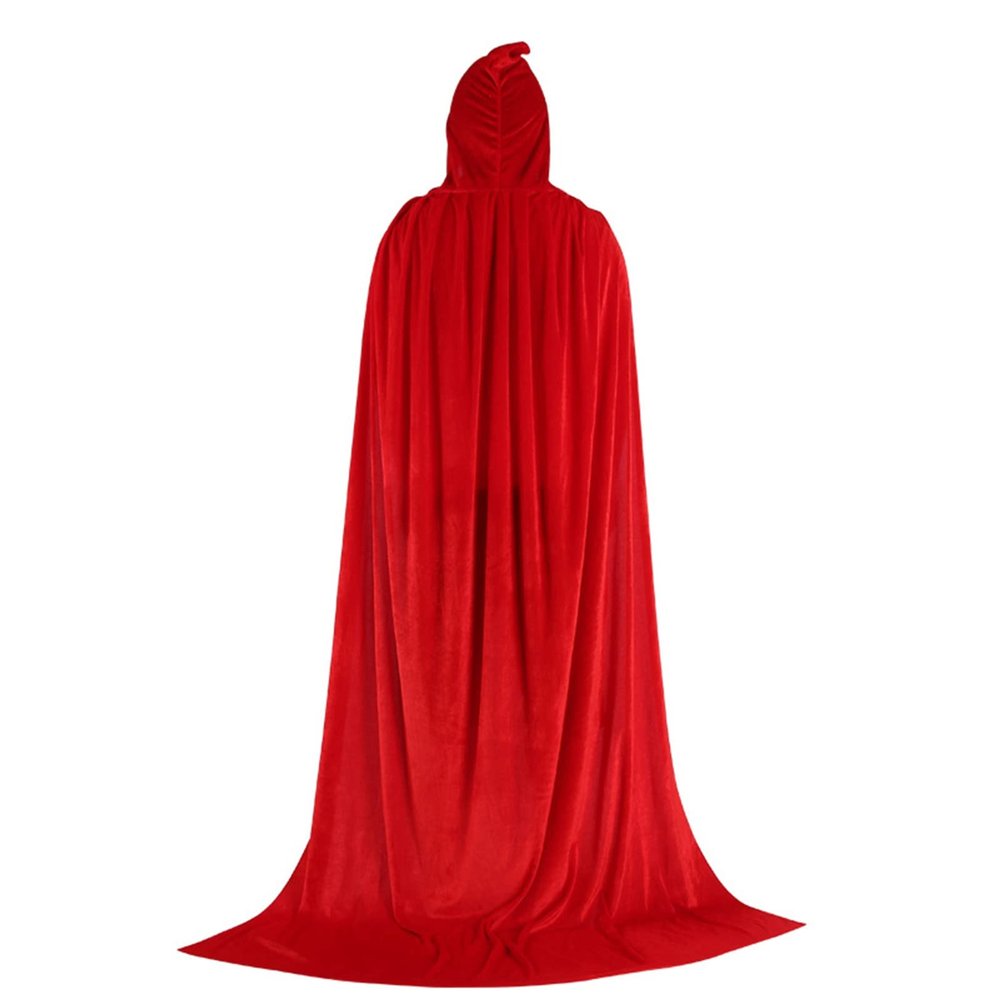 cdar Christmas CloakHooded Cloak Velvet Cape with Hood Long Reversible for Christmas Cosplay Costumes Unisex Red 70cm