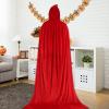 cdar Christmas CloakHooded Cloak Velvet Cape with Hood Long Reversible for Christmas Cosplay Costumes Unisex Red 70cm view 3