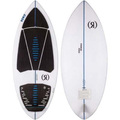 RONIX Flyweight Skimmer Wakesurf Board for Men & Women | Lightweight Thin Profile Skim Style Shape with EVA Traction Pad, Sharp Rail & Tail Rocker | Great for Advanced Riders, Glacier White/Navy, 4'2