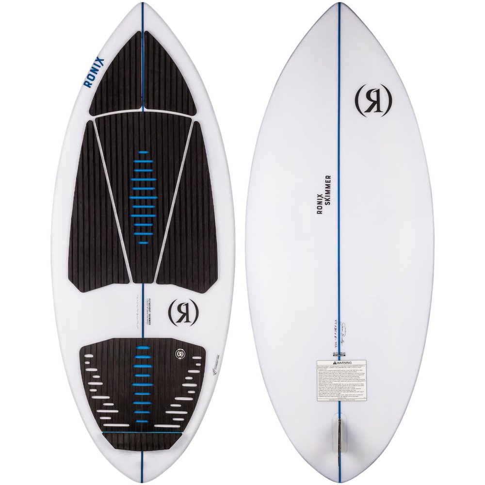 RONIX Flyweight Skimmer Wakesurf Board for Men & Women | Lightweight Thin Profile Skim Style Shape with EVA Traction Pad, Sharp Rail & Tail Rocker | Great for Advanced Riders, Glacier White/Navy, 4'2