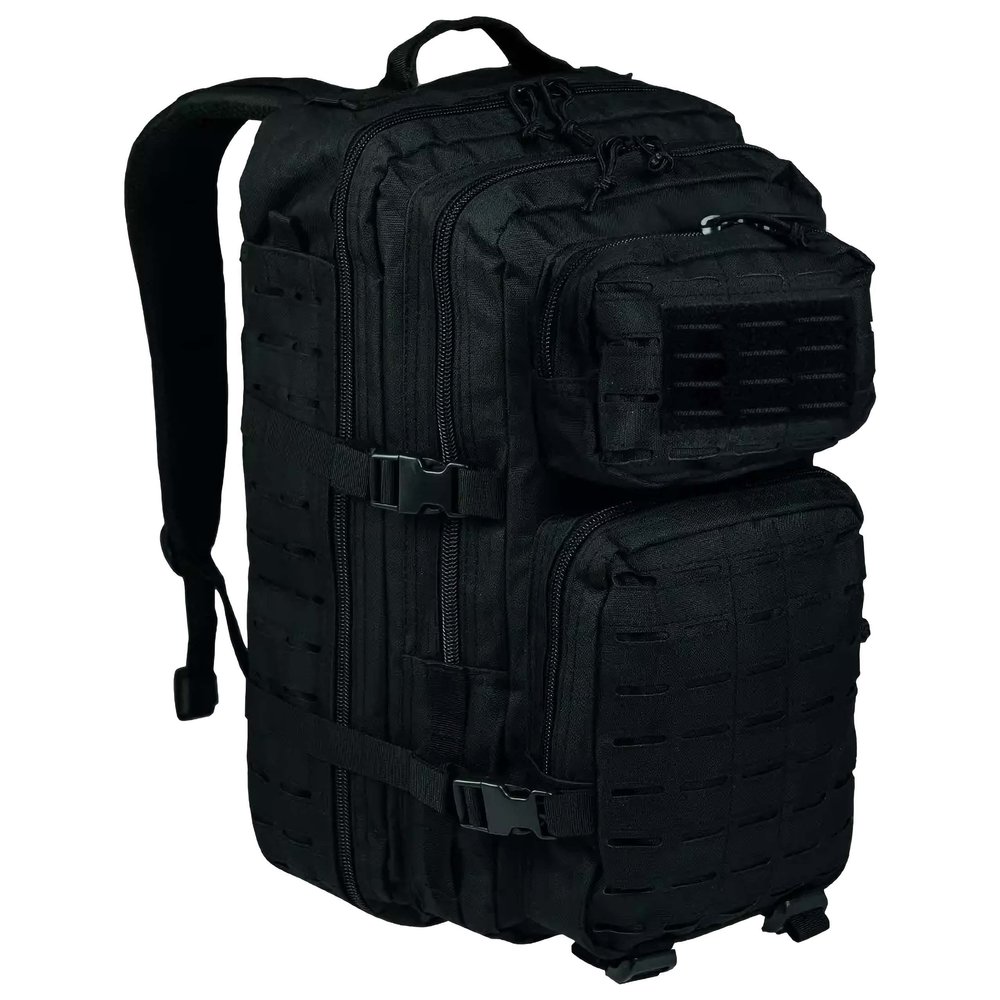 BaHoki Essentials Large Size Tactical Backpack - Military Rucksack with Molle Bags - Ventilated Mesh Adjustable Bag (Black)