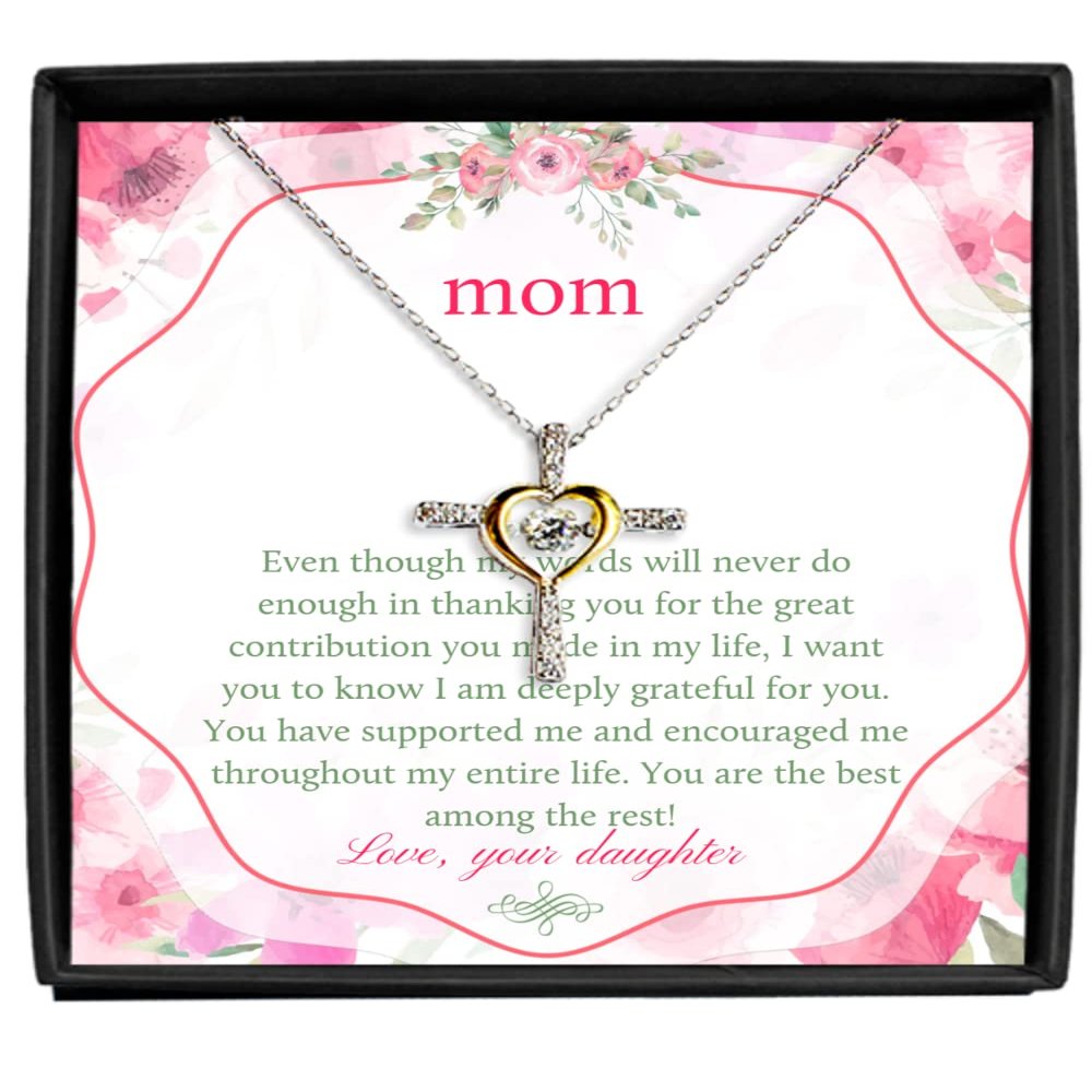 zapbest Cross Dancing Necklace I Am Deeply Grateful To You, Mothers Day Necklace, Birthday Necklace For Mother, Mom, From Daughter, Anniversary Mom, Cross D