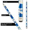 Action VAL38 Value Series Pool Cue - 58" Cue - Hard Maple Shaft with 13mm Boar Skin Tip - Gloss White with Blue Splatter, 21oz view 3
