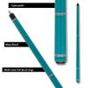 Action VAL39 Value Series Pool Cue - 58" Cue - Hard Maple Shaft with 13mm Boar Skin Tip - Glossy Teal with Black, Silver and Royal Blue Checkered Rings, 21oz view 3