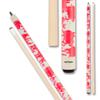 Action VAL36 Value Series Pool Cue - 58" Cue - Hard Maple Shaft with 13mm Boar Skin Tip - Gloss White with Hot Pink Splatter, 21oz view 1