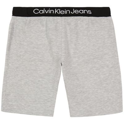 Calvin Klein Boys' Pull-On Knit Jogger Shorts, Drawstring Closure, Lt Grey Heather, 10-12