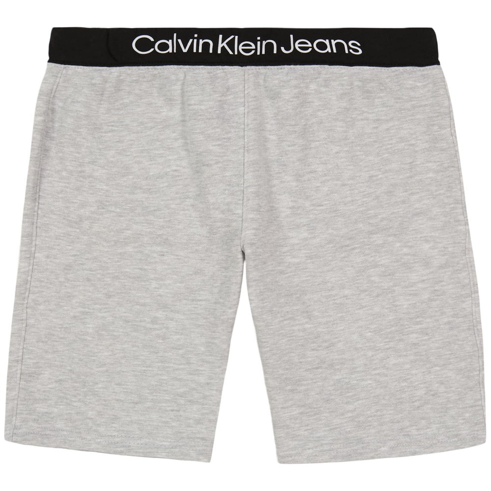Calvin Klein Boys' Pull-On Knit Jogger Shorts, Drawstring Closure, Lt Grey Heather, 10-12