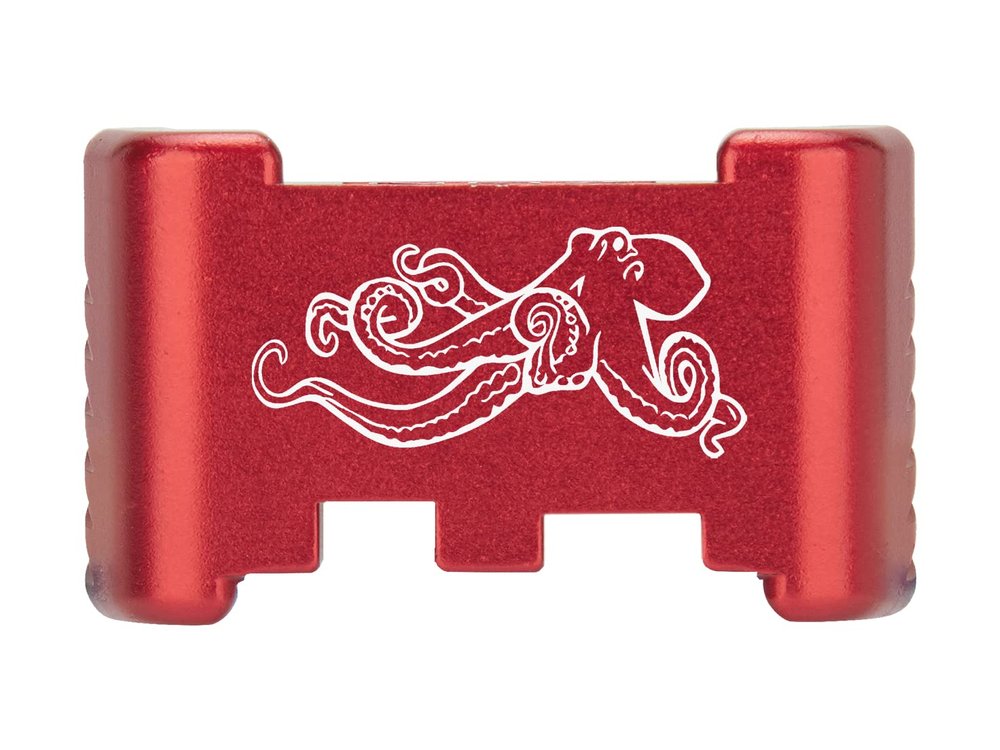 NDZ Performance Aluminum Slide Racker Back Plate for Glock 43 43X 48 Improved Slide Grip, Laser Engraved, Red Octopus