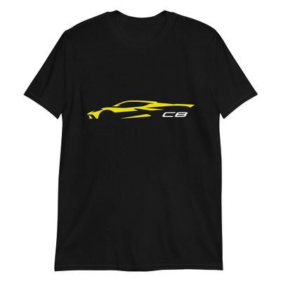 2023 'Vette C8 Outline Silhouette Accelerate Yellow 8th Gen Vette T-Shirt