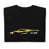 2023 'Vette C8 Outline Silhouette Accelerate Yellow 8th Gen Vette T-Shirt view 4