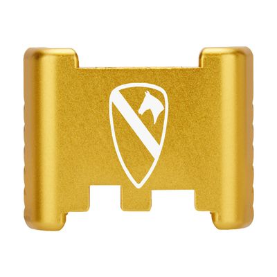 NDZ Performance Aluminum Slide Racker Back Plate for Glock 43 43X 48  Improved Slide Grip, Laser Engraved, Gold  US Army 1st Cavalry