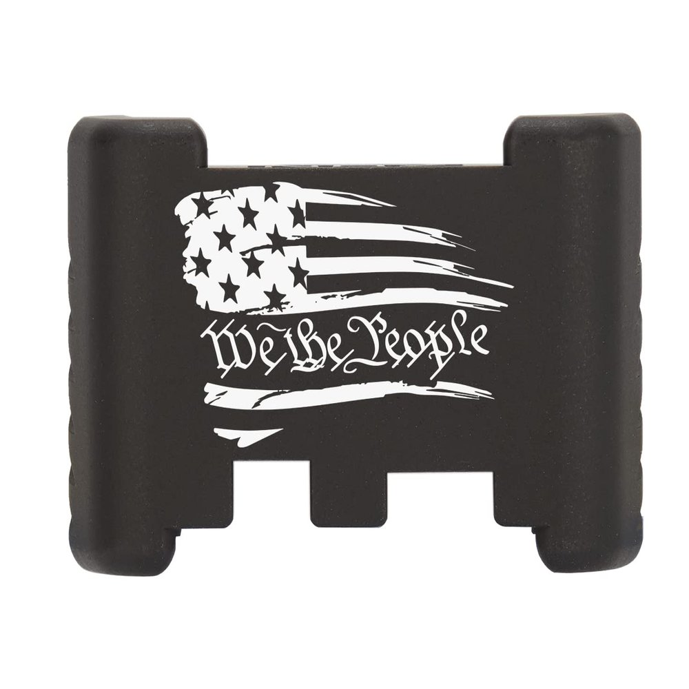 NDZ Performance Aluminum Slide Racker Back Plate for Glock 43 43X 48  Improved Slide Grip, Laser Engraved, Black  US Flag We The People