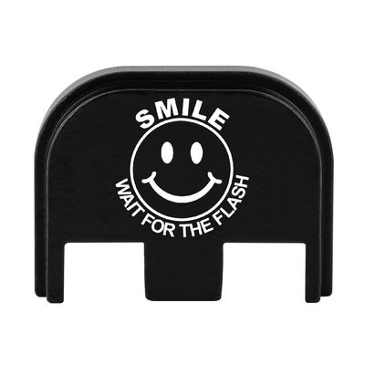 Aluminum Rear Slide Cover Plate for Gen 1-5 Glock 17 19 19X 22 23 26 27 34 44 45 9mm/.357/.40 S&W/.45 Accessories, Smile Wait for Flash