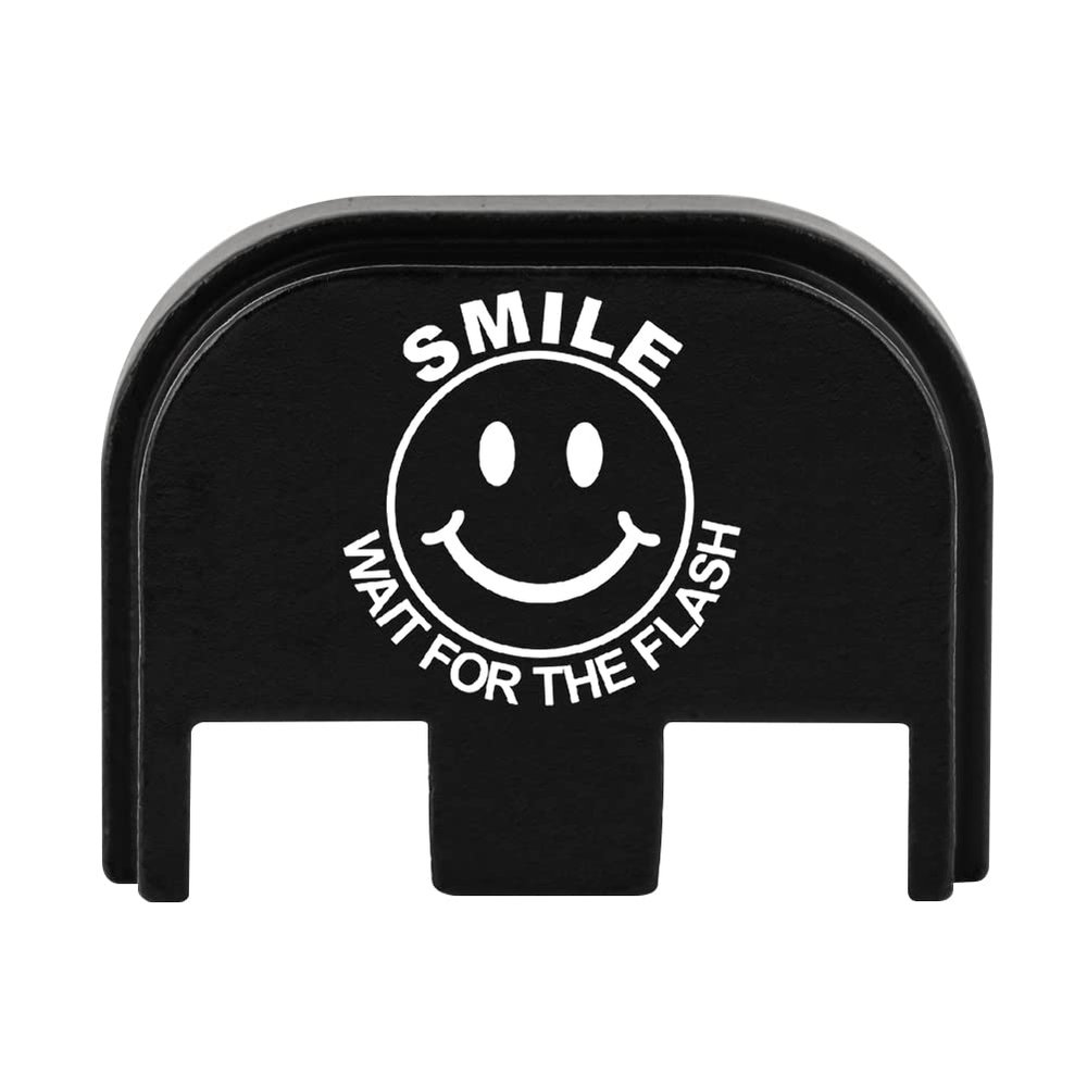 Aluminum Rear Slide Cover Plate for Gen 1-5 Glock 17 19 19X 22 23 26 27 34 44 45 9mm/.357/.40 S&W/.45 Accessories, Smile Wait for Flash