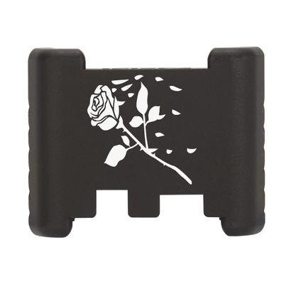 NDZ Performance Aluminum Slide Racker Back Plate for Glock 43 43X 48  Improved Slide Grip, Laser Engraved, Black  Rose Swoosh Petals