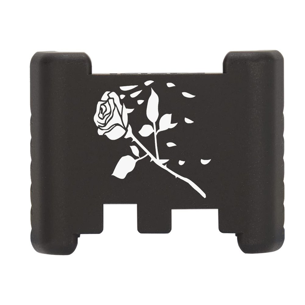 NDZ Performance Aluminum Slide Racker Back Plate for Glock 43 43X 48  Improved Slide Grip, Laser Engraved, Black  Rose Swoosh Petals