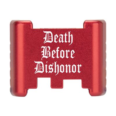 NDZ Performance Aluminum Slide Racker Back Plate for Glock 43 43X 48  Improved Slide Grip, Laser Engraved, Red  Death Before Dishonor