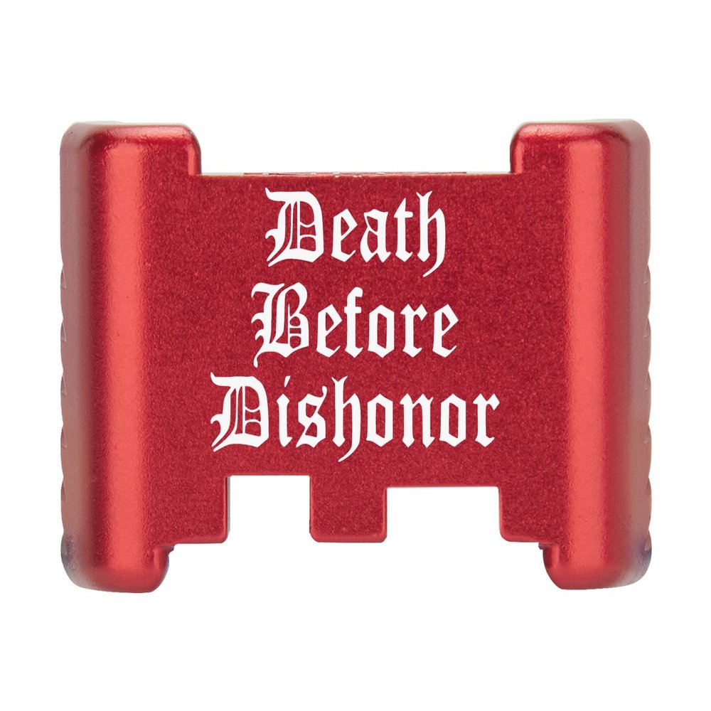 NDZ Performance Aluminum Slide Racker Back Plate for Glock 43 43X 48  Improved Slide Grip, Laser Engraved, Red  Death Before Dishonor