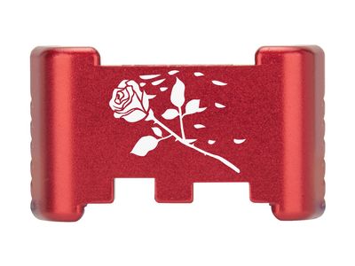 NDZ Performance Aluminum Slide Racker Back Plate for Glock 43 43X 48  Improved Slide Grip, Laser Engraved, Red  Rose Swoosh Petals