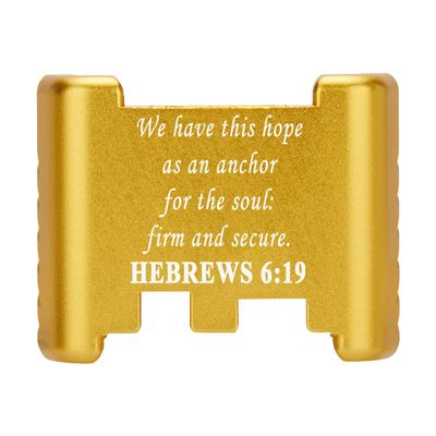 NDZ Performance Aluminum Slide Racker Back Plate for Glock 43 43X 48  Improved Slide Grip, Laser Engraved, Gold  Bible Hebrews 6:19