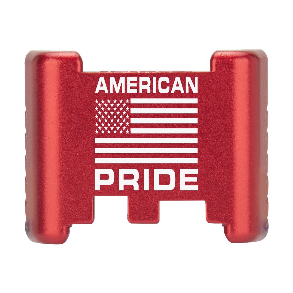 NDZ Performance Aluminum Slide Racker Back Plate for Glock 43 43X 48  Improved Slide Grip, Laser Engraved, Red  American Pride US Flag