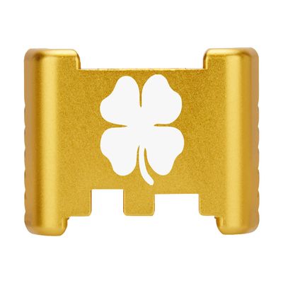 NDZ Performance Aluminum Slide Racker Back Plate for Glock 43 43X 48  Improved Slide Grip, Laser Engraved, Gold  4 Leaf Clover